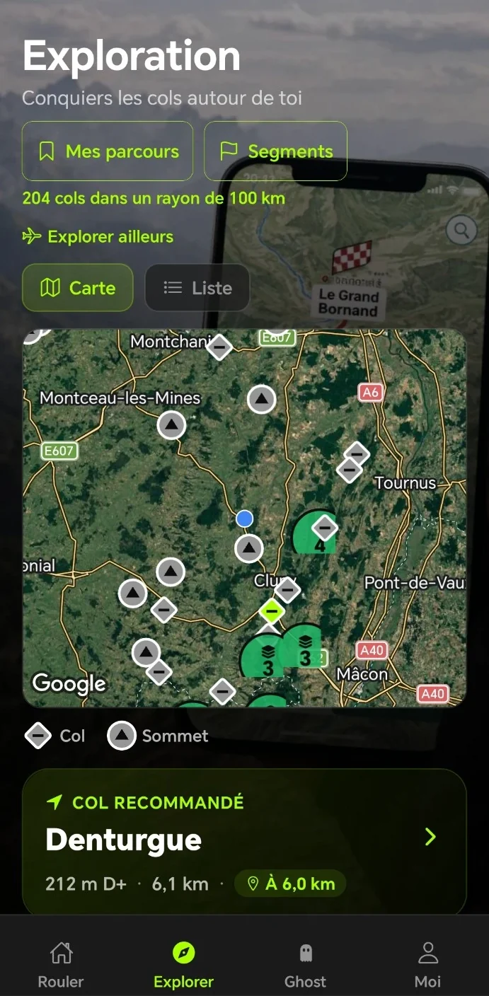 Carte d’exploration des cols autour de toi