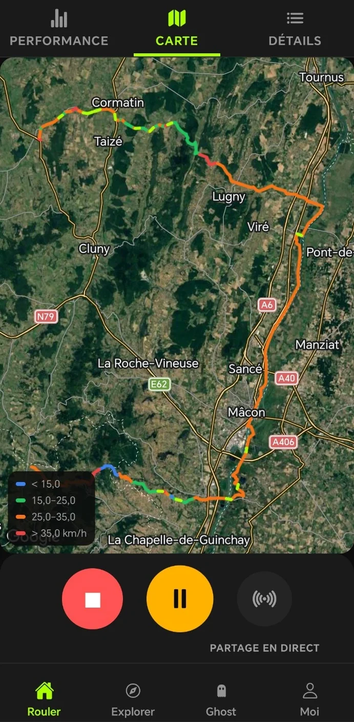 Trace de la sortie colorée par la vitesse